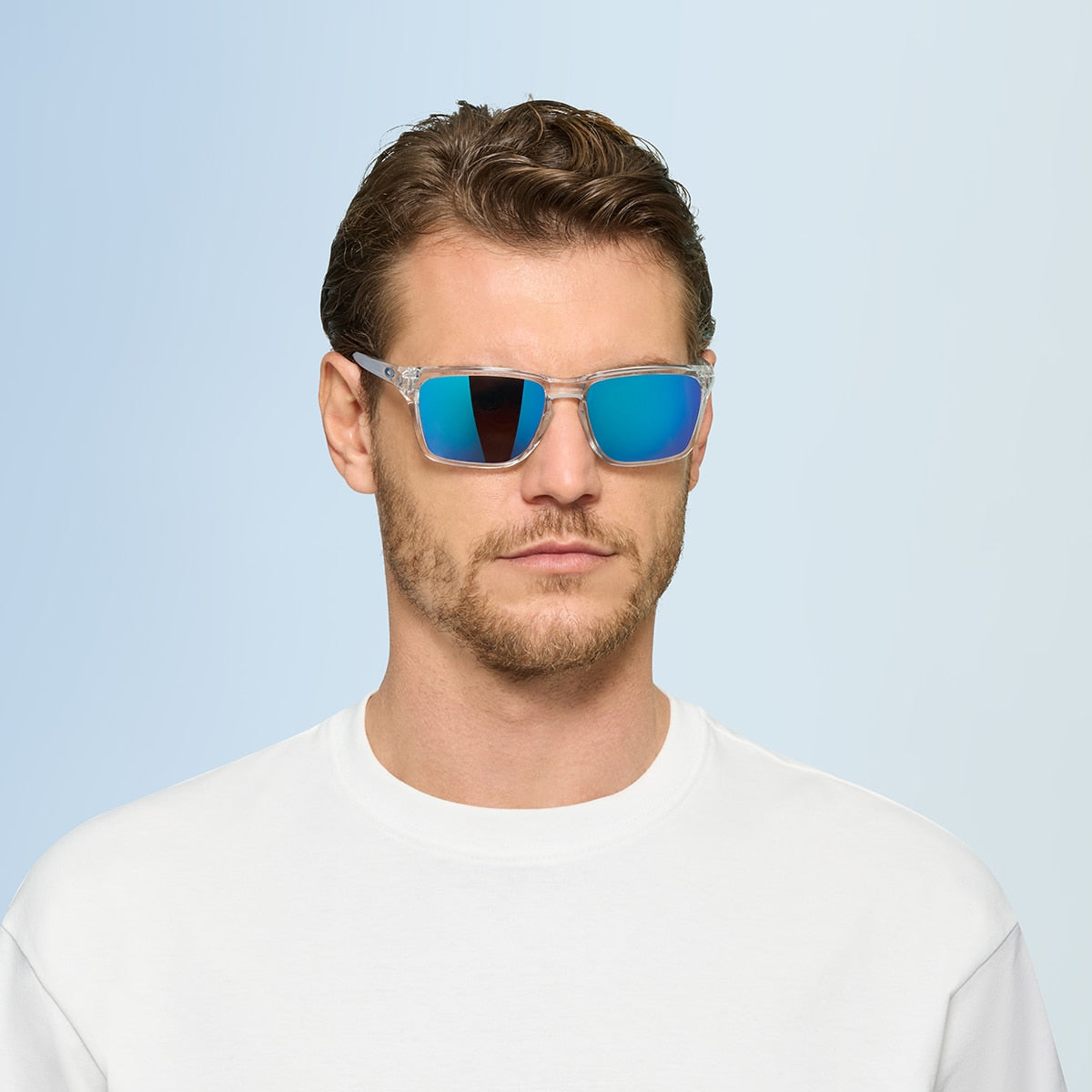 Oakley OO9448 Sylas Men's Rectangle Prizm Sunglasses - Polished Clear Frame