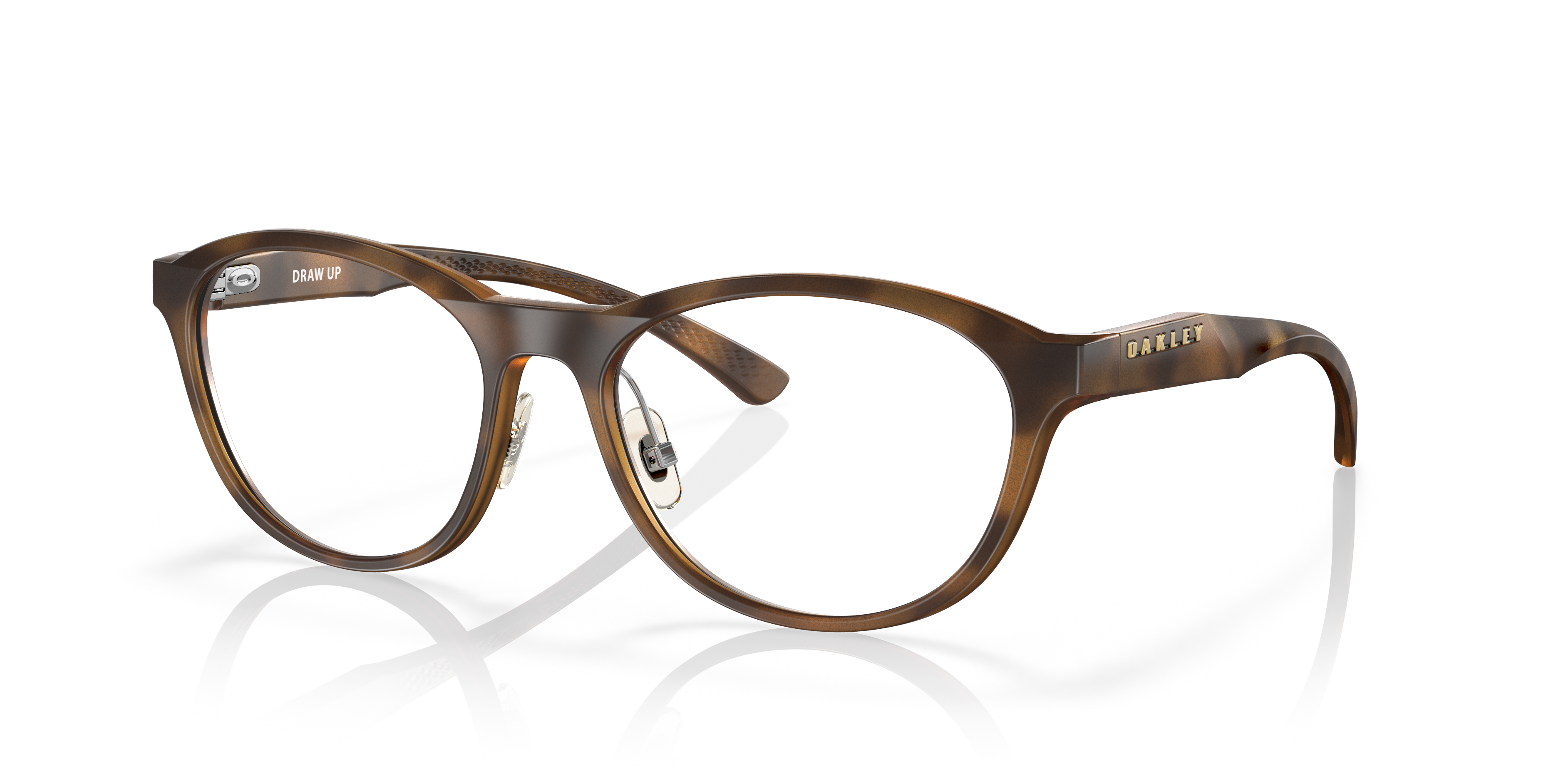Oakley OX8057 Draw Up Women's Round Eyeglass Frames - Satin Brown Tortoise Frame