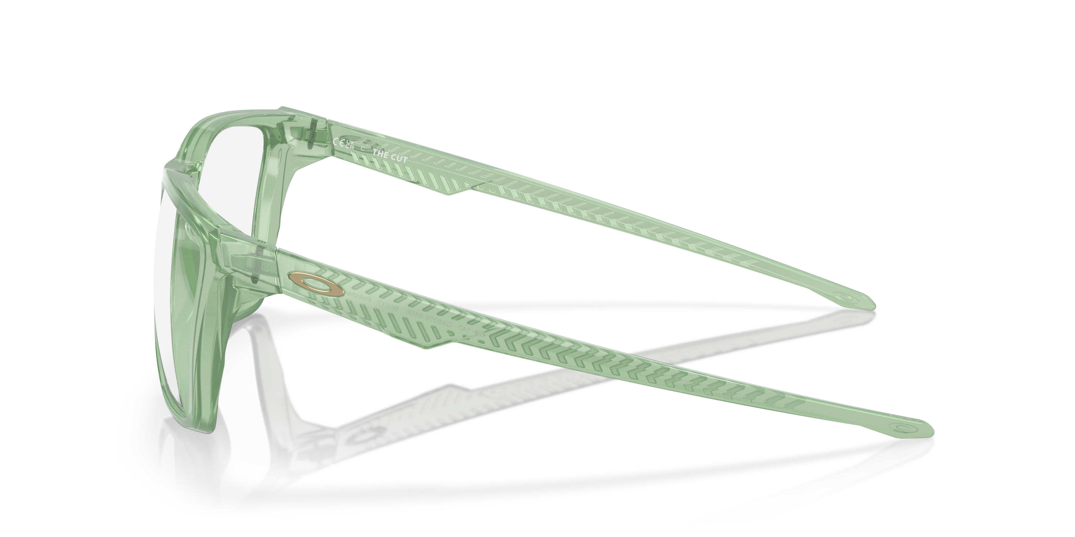 Oakley OX8058 The Cut Men's Square Eyeglass Frames - Polished Trans Jade Frame