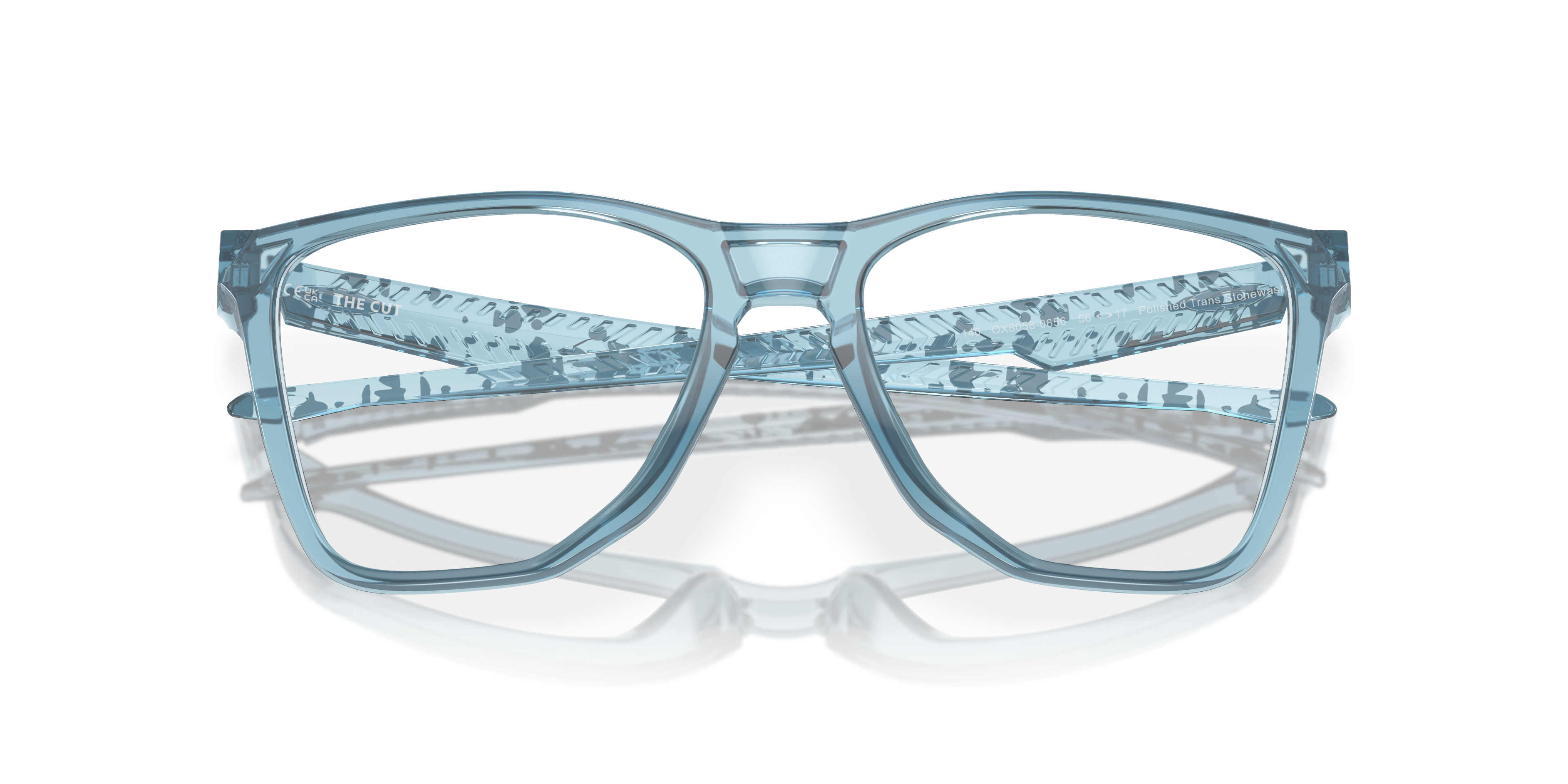Oakley OX8058 The Cut Men's Square Eyeglass Frames - Polished Trans Stonewash Frame
