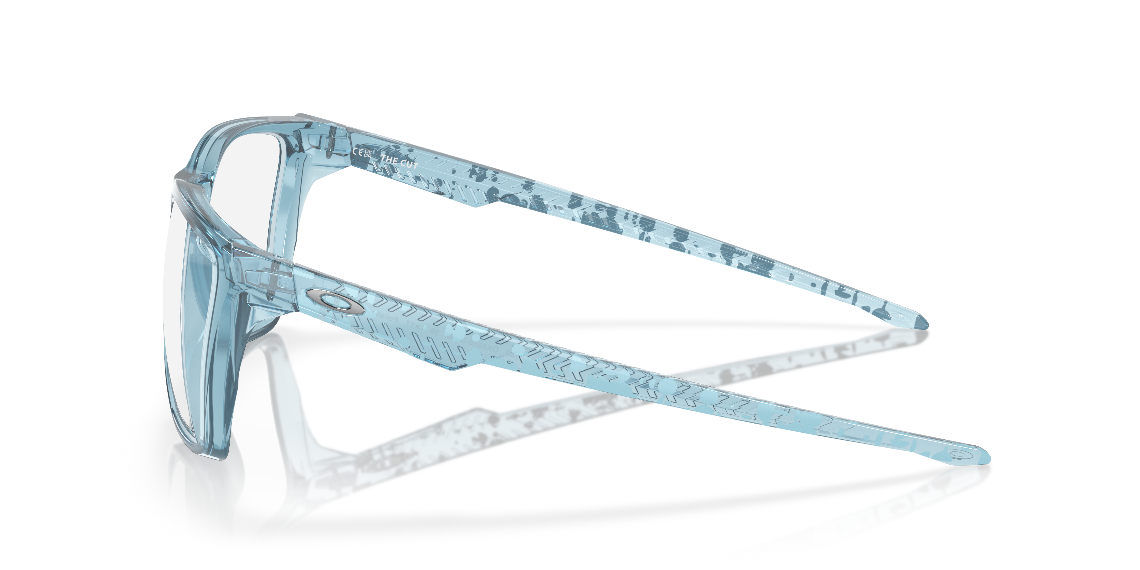 Oakley OX8058 The Cut Men's Square Eyeglass Frames - Polished Trans Stonewash Frame