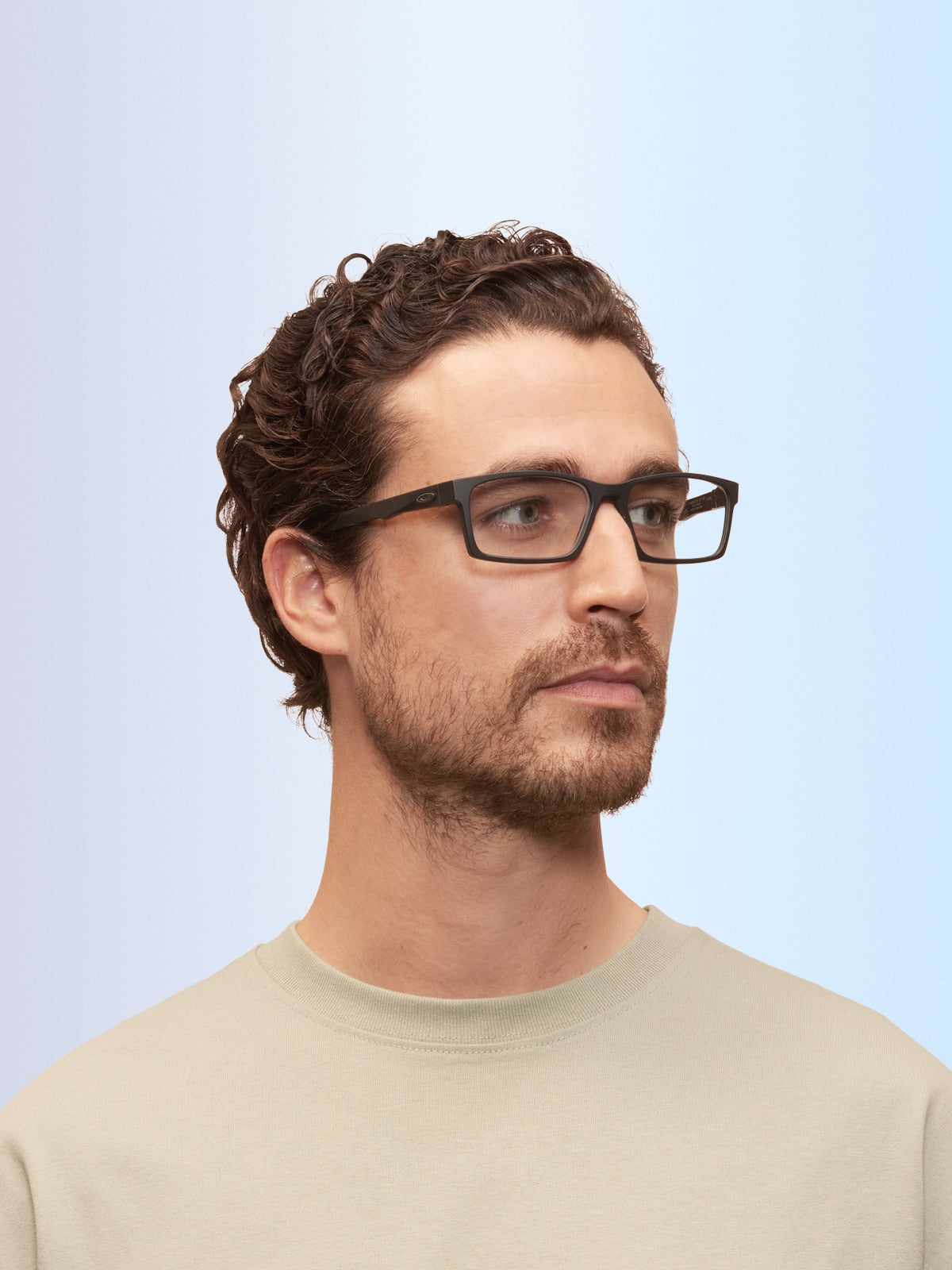 Oakley OX8060 Overhead Men's Rectangle Eyeglass Frames - Polished Clear Frame