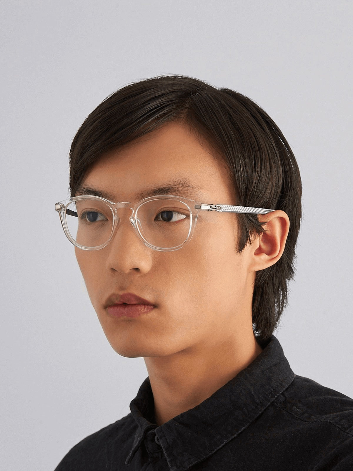 Oakley OX8149 Pitchman R Carbon Men's Round Eyeglass Frames - Polished Clear Frame