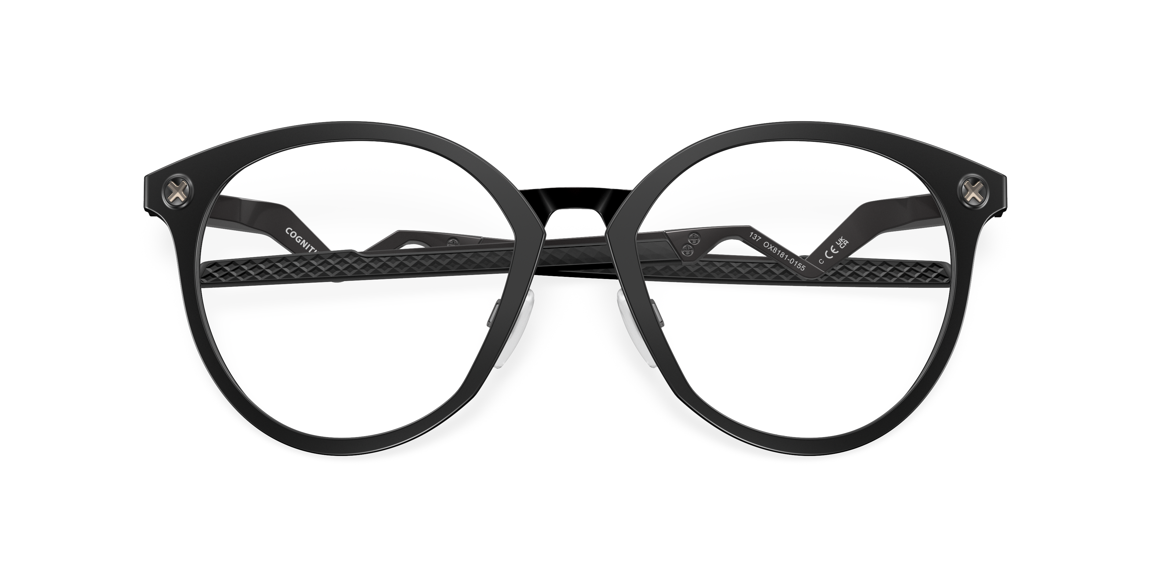 Oakley OX8181 Cognitive R Men's Round Eyeglass Frames - Polished Clear Frame