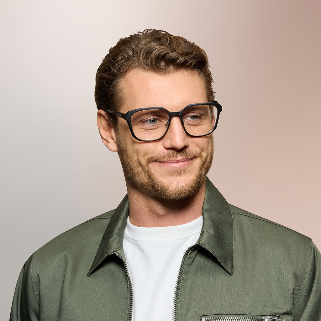Oakley OX8193 Slender Men's Square Eyeglass Frames - Polished Clear Frame